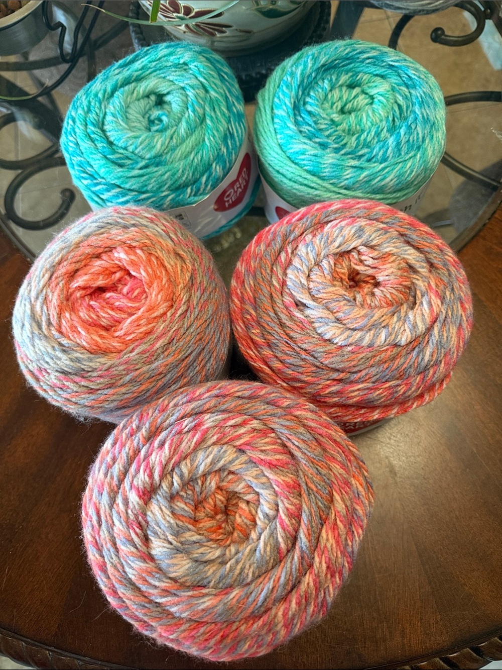 Red Heart - Roll with It - Yarn Cakes — color Marine & Sunset